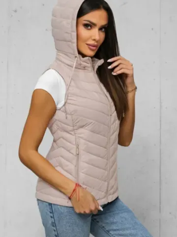 Kamizelka damska pikowana beżowa JS/16M9255/62^Ozonee Discount