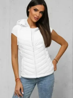 Kamizelka damska pikowana biała JS/16M9255/281^Ozonee Hot