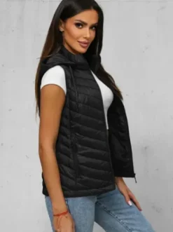 Kamizelka damska pikowana czarna JS/16M9255/392^Ozonee Discount