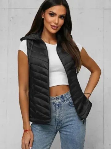 Kamizelka damska pikowana czarna JS/16M9255/392^Ozonee Discount