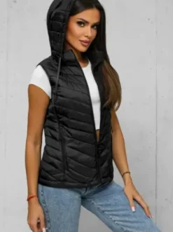 Kamizelka damska pikowana czarna JS/16M9255/392^Ozonee Discount