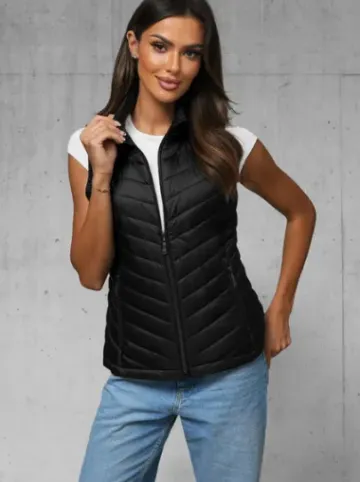 Kamizelka damska pikowana czarna JS/16M9063/392^Ozonee Outlet