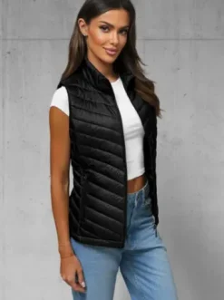 Kamizelka damska pikowana czarna JS/16M9063/392^Ozonee Outlet