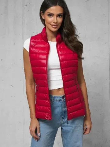 Kamizelka damska pikowana czerwona JS/16M9138/270^Ozonee Fashion