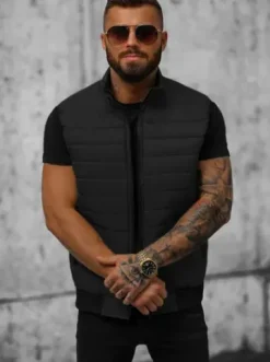 Kamizelka męska pikowana czarna JS/MY77^Ozonee Fashion