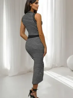 Komplet damski czarno/biały - top i spódnica O/CH5801^Ozonee Fashion