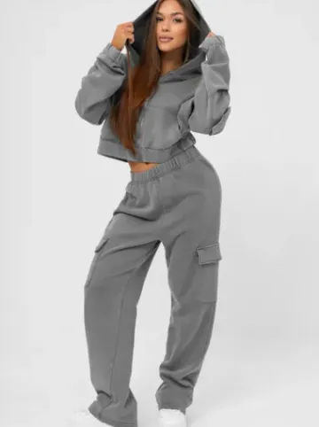 Komplet dresowy damski dwuczęściowy grafitowy JS/M60051AB^Ozonee New