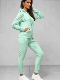 Komplet dresowy damski welurowy miętowy JS/8C1176/39Z^Ozonee Fashion