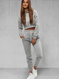 Komplet dresowy dwuczęściowy damski szary JS/8C67/2Z^Ozonee Fashion