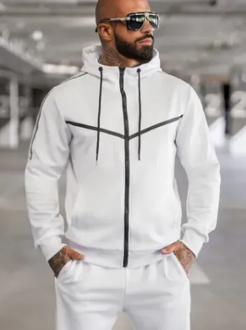 Komplet dresowy męski biały JS/8C8117/1Z^Ozonee Fashion