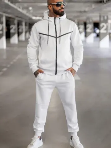 Komplet dresowy męski biały JS/8C8117/1Z^Ozonee Fashion