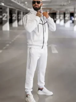Komplet dresowy męski biały JS/8C8117/1Z^Ozonee Fashion