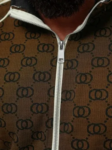Komplet dresowy męski ciemno-beżowy O/FF5110AB^Ozonee Fashion