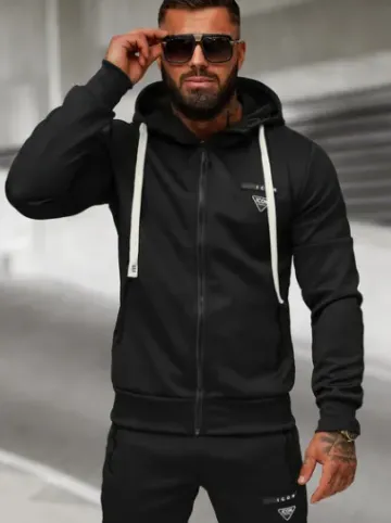 Komplet dresowy męski czarny O/LN11760^Ozonee Fashion