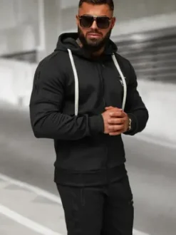 Komplet dresowy męski czarny O/LN11760^Ozonee Fashion