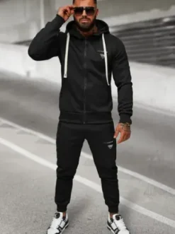 Komplet dresowy męski czarny O/LN11760^Ozonee Fashion
