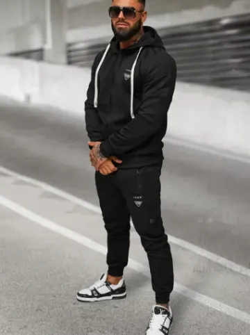 Komplet dresowy męski czarny O/LN11760^Ozonee Fashion