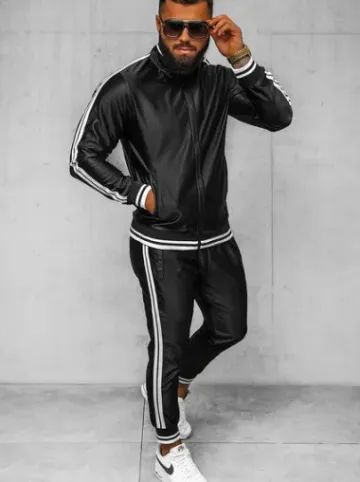 Komplet dresowy męski czarny O/3C103/9^Ozonee Fashion