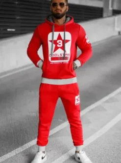Komplet dresowy męski czerwony JS/8C59/18Z^Ozonee Fashion