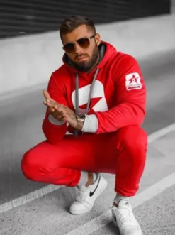 Komplet dresowy męski czerwony JS/8C59/18Z^Ozonee Fashion