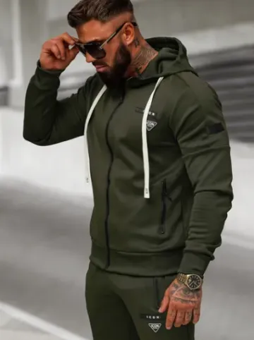Komplet dresowy męski khaki O/LN11760^Ozonee Discount