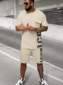 Komplet dresowy męski loose fit beżowy JS/27C6531/6^Ozonee Clearance