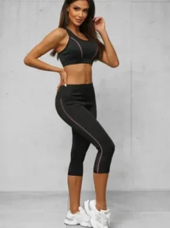 Komplet sportowy dwuczęściowy damski czarny O/XL012/1Z^Ozonee Online