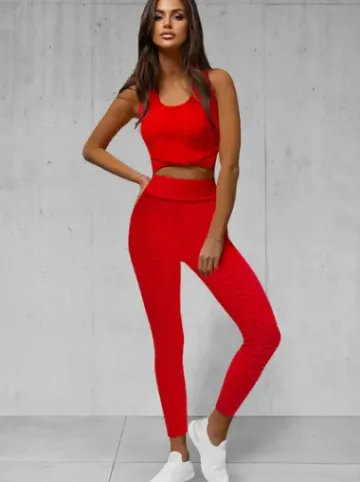 Komplet sportowy dwuczęściowy czerwony JS/YW88037/5Z^Ozonee New
