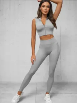 Komplet sportowy dwuczęściowy damski szary O/SY2317^Ozonee New