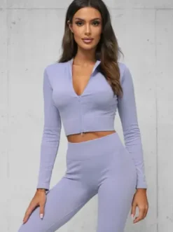 Komplet sportowy dwuczęściowy damski jasno-fioletowy O/SY2308^Ozonee Fashion