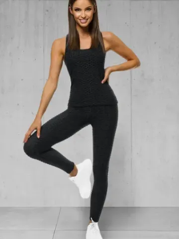 Komplet sportowy dwuczęściowy czarny JS/YW88037/1^Ozonee Best