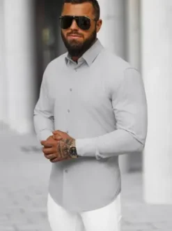Koszula męska szara O/V118^Ozonee Fashion