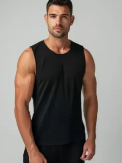 Koszulka bez rękawów męska czarna JS/99001Z^Ozonee Fashion