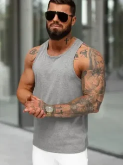 Koszulka bez rękawów męska grafitowa JS/99002Z^Ozonee Fashion