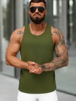 Koszulka bez rękawów męska khaki JS/99002Z^Ozonee Hot