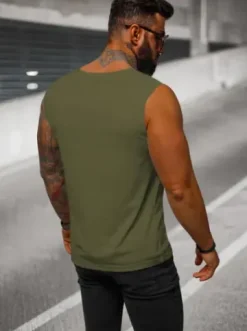 Koszulka bez rękawów męska khaki JS/99001Z^Ozonee Fashion