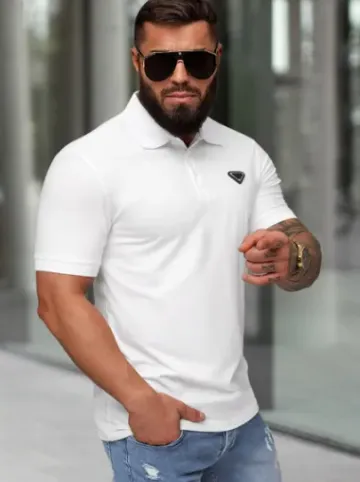 Koszulka męska polo biała NB/MT3122^Ozonee Fashion