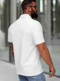 Koszulka męska polo biała NB/MT3122^Ozonee Fashion