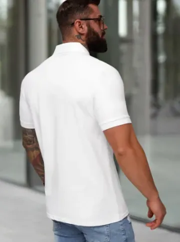 Koszulka męska polo biała NB/MT3121^Ozonee Fashion