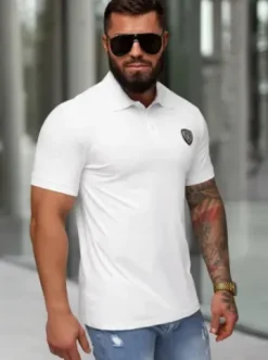 Koszulka męska polo biała NB/MT3121^Ozonee Fashion