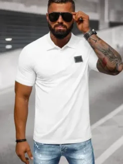 Koszulka męska polo biała NB/MT3018Z^Ozonee Outlet