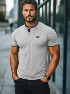 Koszulka męska polo szara O/M2810^Ozonee Clearance