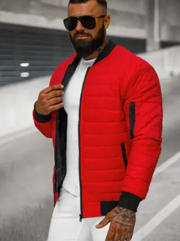 Kurtka bomberka męska czerwona JS/MY02Z^Ozonee Sale