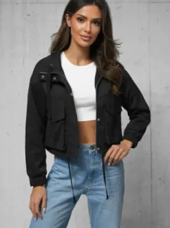Kurtka damska przejściowa czarna O/G118^Ozonee Fashion