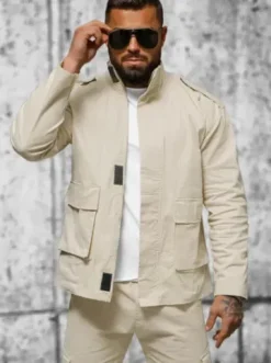 Kurtka męska beżowa O/G3035^Ozonee Fashion