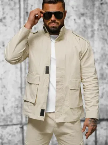 Kurtka męska beżowa O/G3035^Ozonee Fashion
