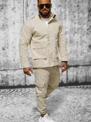 Kurtka męska beżowa O/G3035^Ozonee Fashion