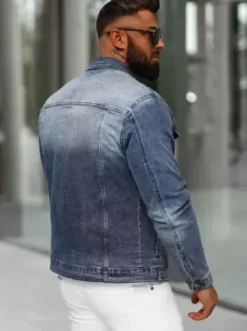 Kurtka męska jeansowa ciemno-niebieska NB/MJ522BS^Ozonee Discount