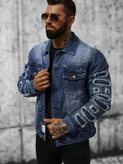 Kurtka męska jeansowa ciemno-niebieska NB/MJ523BS^Ozonee Best