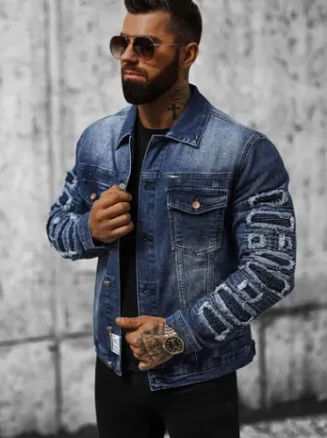 Kurtka męska jeansowa ciemno-niebieska NB/MJ523BS^Ozonee Best